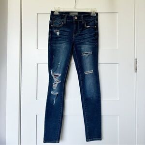 Francesca’s Harper Distressed Plaid Jeans